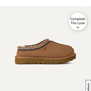 UGG Camel Suede Slippers with Red Accent